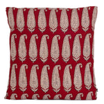 Paisley and Geometric Pattern Bagh Hand Block Print Cotton Cushion Cover - Red Black