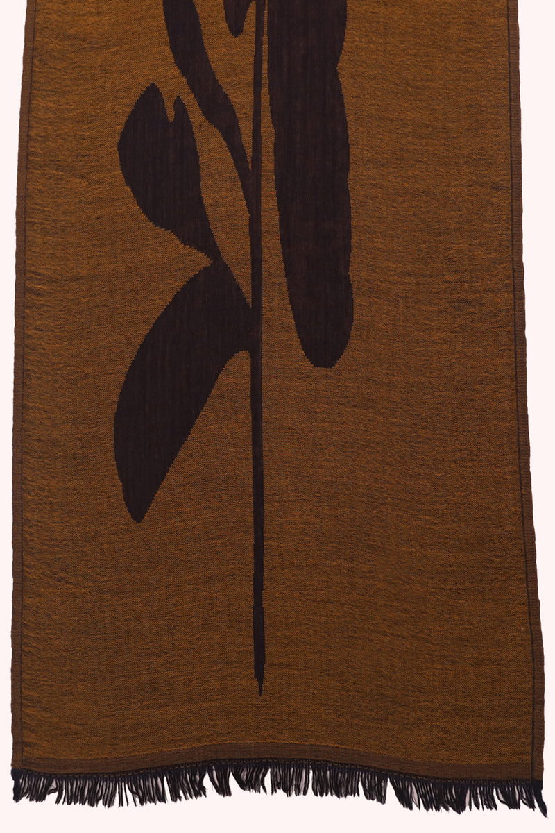 Ochre Bloom Wool Jacquard Scarf - Blue | SVEŽElife
