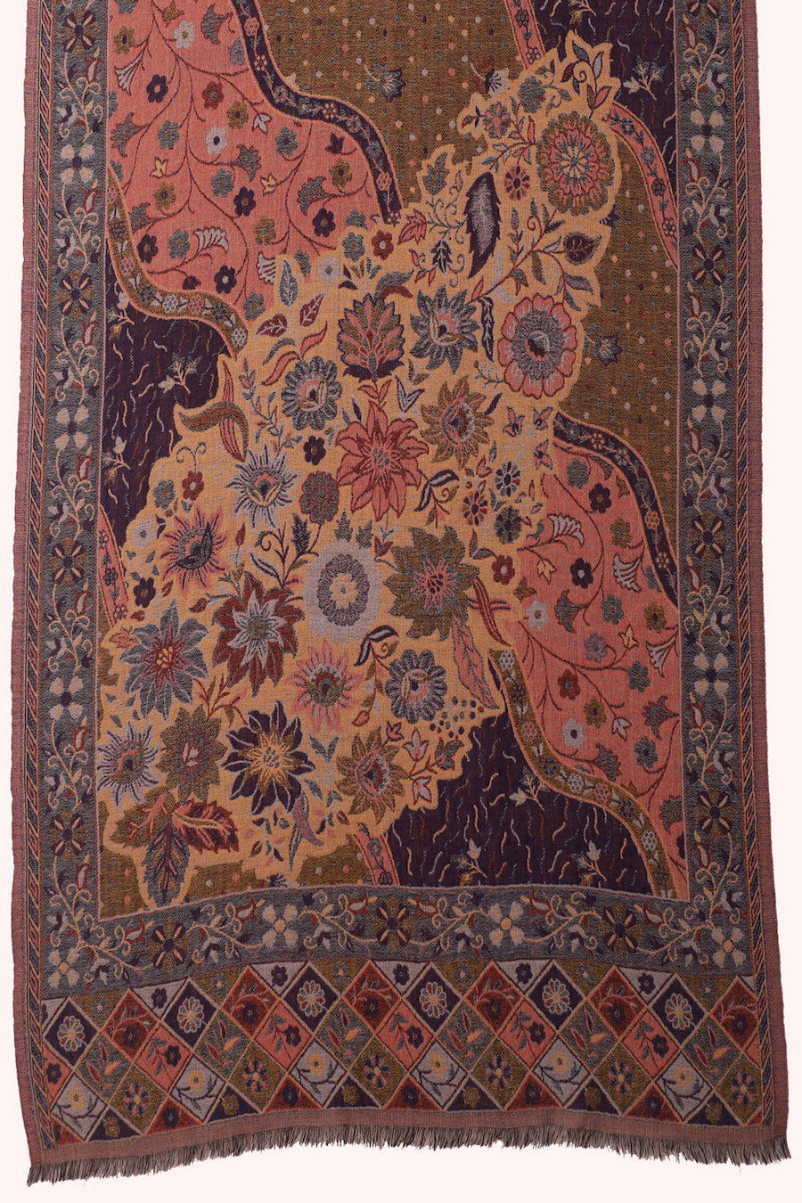 Flower Forest Jacquard Wool Scarf - Multicoloured | SVEŽElife