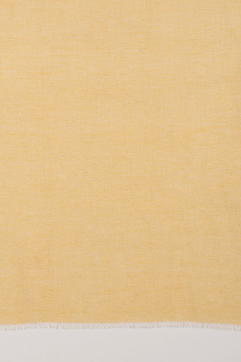 SVEZE Plain Weave Chambray Merino Wool Scarf - Ice Yellow - Flat Look