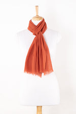 SVEZE Plain Weave Gauze Merino Wool Scarf - Teracotta - Regular Drape