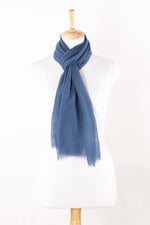 SVEZE Plain Weave Gauze Merino Wool Scarf - Royal Blue - Regular Drape
