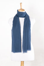 SVEZE Plain Weave Gauze Merino Wool Scarf - Royal Blue - Alternate Drape