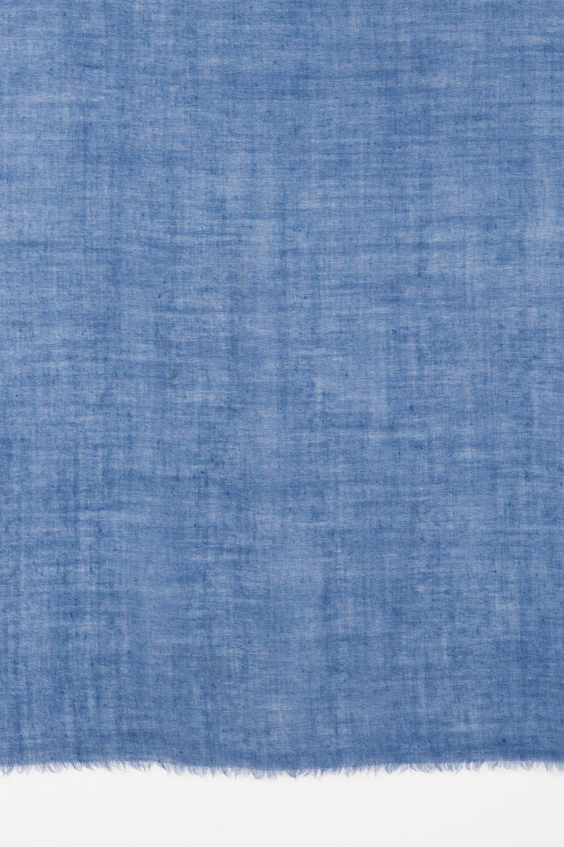 SVEZE Plain Weave Gauze Merino Wool Scarf - Royal Blue - Flat Look