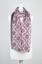 Arabian Tile Print Merino Wool Scarf - Rose Pink