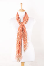 SVEZE Yarn Dyed Checks Merino Wool Scarf - Bright Orange - Regular Drape