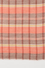 SVEZE Yarn Dyed Checks and Stripes Merino Wool Scarf - Pink Brown - Flat Look