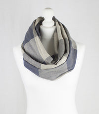 Box Checks Twill Weave Cotton Scarf - Grey Beige