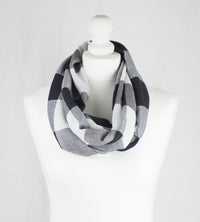 Tartan Checks Chevron Weave Cotton Viscose Scarf - Black White