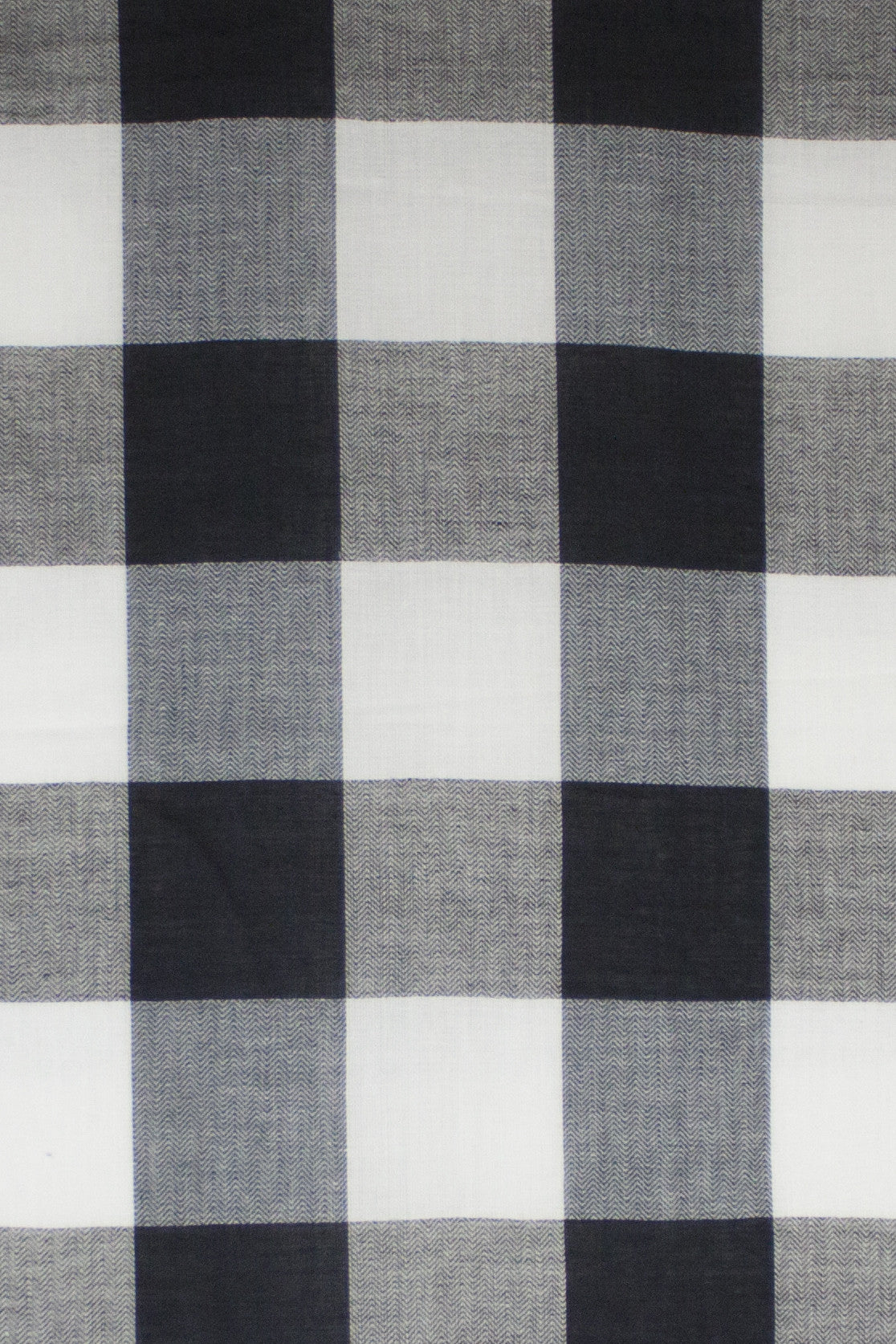 Tartan Checks Chevron Weave Cotton Viscose Scarf - Black White