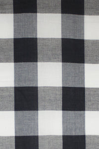 Tartan Checks Chevron Weave Cotton Viscose Scarf - Black White