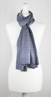 Gradient Checks Twill Weave Viscose Scarf - Grey Black