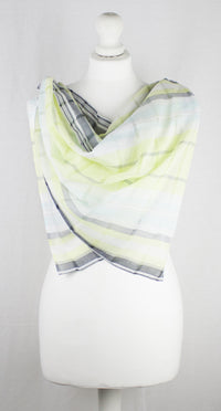 Leno Weave Stripes Cotton Scarf - Aqua Lime