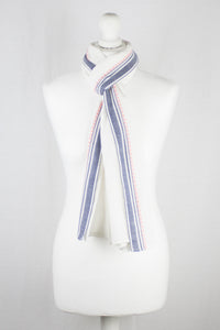 Classic South Border Cotton Scarf - White
