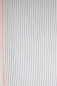 Classic Stripe with Neon Pink Border Viscose Scarf - Grey White Neon Pink