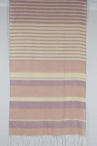 Chambray Stripe Cotton Scarf - Orange Red Yellow