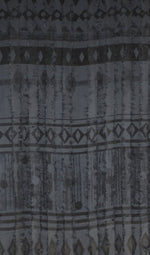 Frayed Stripes Block Printed Viscose Scarf - Grey Black
