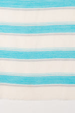 Sveze - Wide Stripes Merino Wool Scarf - Turquoise White - Flat Look