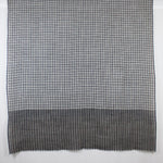Box Checks with Stripe Border Merino Wool Scarf - Black White