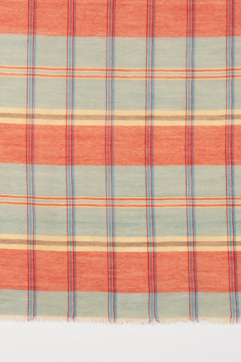 SVEZE Bold Stripes & Checks Merino Wool Scarf - Blue Red - Flat Look