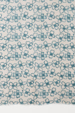 SVEZE Flower Print Linen Cotton Scarf - Blue - Flat Look