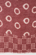 SVEZE Circle and Chevron Square Print Linen Cotton Scarf - Terracotta - Flat Look