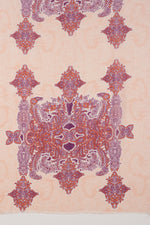 SVEZE Intricate Traditional Motif Cotton Modal Scarf - Peach Orange Purple - Flat Look