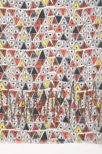 SVEZE Triangle Symmetry Print Cotton Modal Scarf with Embellishment - Multicoloured - Flat Look