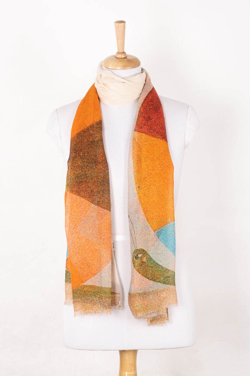 SVEZE Snail Print Cotton Modal Scarf - Multicoloured - Alternate Drape