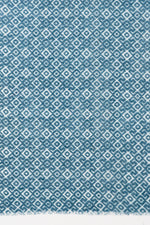 Sveze - Tribal Tile Print Linen Cotton Scarf - Teal - Flat Look