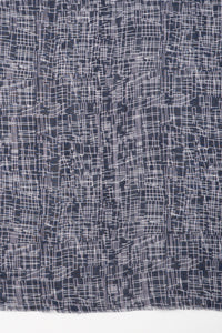 SVEZE Busy Strokes Print Cotton Modal Scarf - Navy - Flat Look