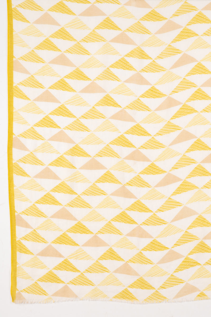 SVEZE Sketchy Triangle Print Cotton Modal Scarf - Lime Multi - Flat Look