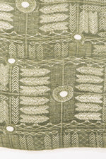Sveze - Tribal Print Linen Cotton Scarf - Leaf Green - Flat Look