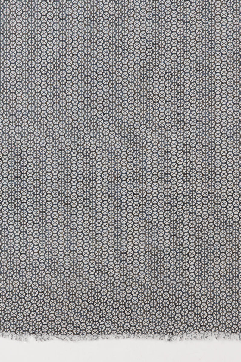 SVEZE Hexagon Wheel Print Linen Cotton Scarf - Black - Flat Look
