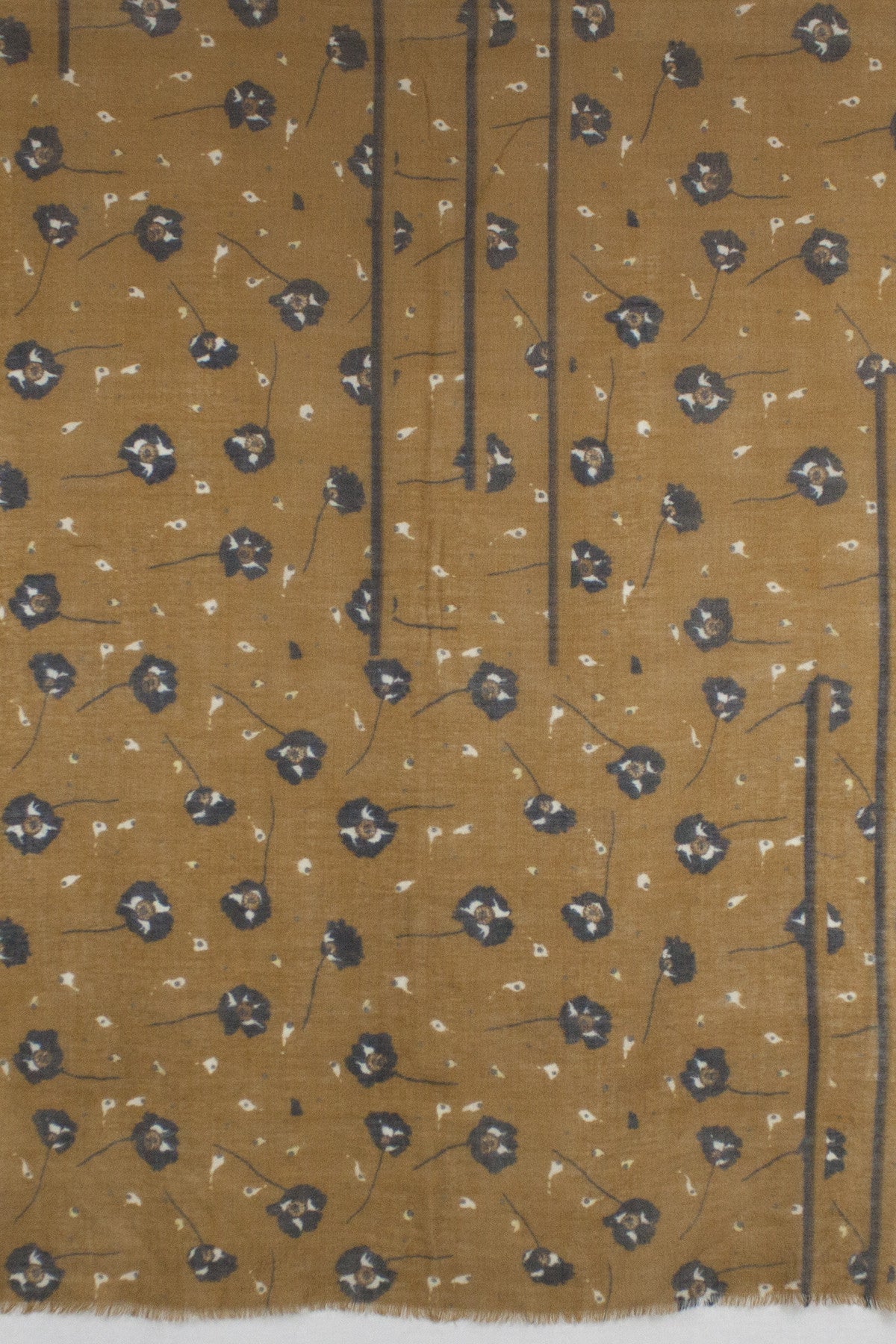 Poppy Flower Merino Wool Scarf - Ochre