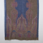 Persian Paisley Print Merino Wool Scarf - Navy Magenta Brown