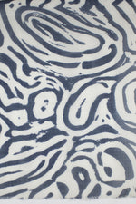 Fun Maze Print Merino Wool Scarf - Off-White Navy