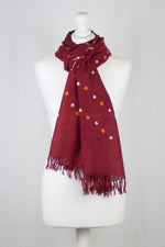 Bandhani Tie Dye Wool Scarf - Red