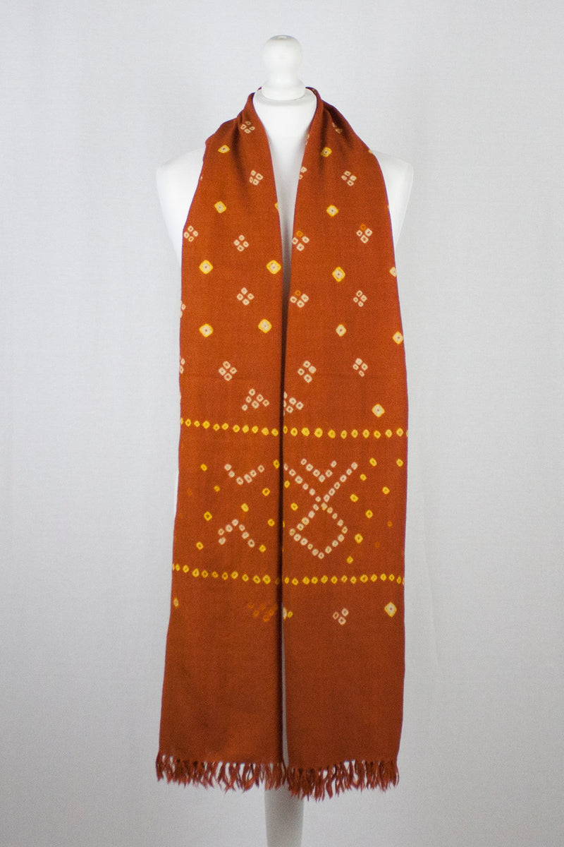 Bandhani Tie Dye Wool Scarf - Orange