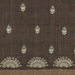Chain Stitch Embroidered Wool Shawl - Brown Black