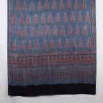 Tree Motif Ajrakh Print Silk Scarf - Blue Red