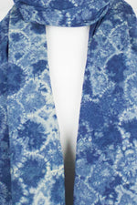Shibori Tie Dye Scarf - Blue Semi Circle