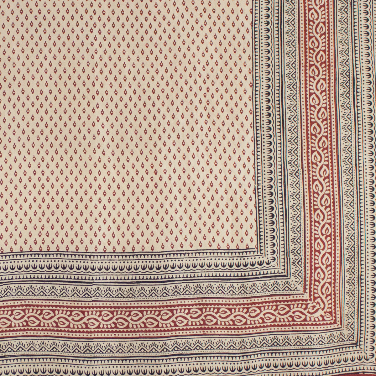 Mini Spade Print Bagh Hand-block Print Silk Square Scarf - Red