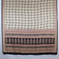 Leaf Print Bagh Hand-block Print Silk Scarf - Off White Black