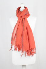 Plain Coarse Weave Merino Wool Scarf - Orange
