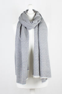 Alpine Merino Diamond Weave Two Tone Wool Scarf - Grey