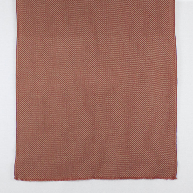 Chevron Weave Two Tone Merino Wool Scarf - Orange Beige