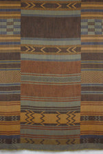 Stripes and Chevron Jacquard Merino Woolen Scarf - Brown Blue