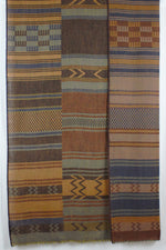 Stripes and Chevron Jacquard Merino Woolen Scarf - Brown Blue