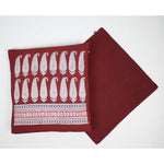 Long Paisley Bagh Hand Block Print Cotton Cushion Cover - Red